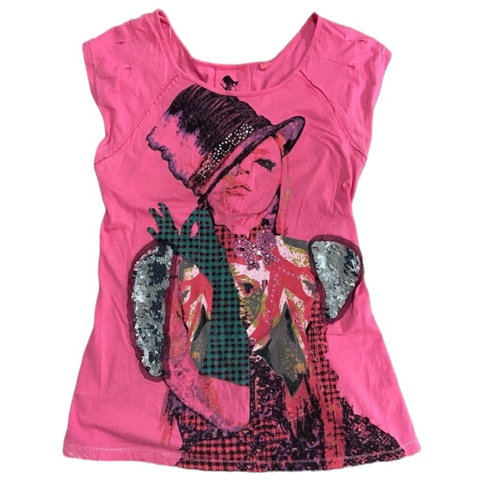 NEXT Graphic Sequin Top Women Size S